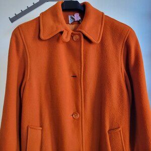 Vintage Designer Bill Blass Burnt Orange Limited Edition Wool Coat (Size: M/L)